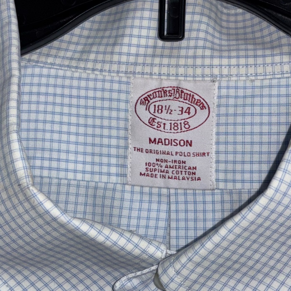Brooks Brothers Madison Non-Iron Button Down Collar Dress Shirt 18 1/2 - 34 - Picture 2 of 10